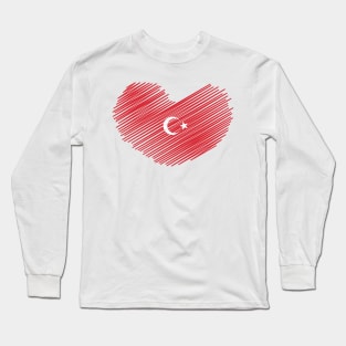 Turkey Heart Flag Design Long Sleeve T-Shirt